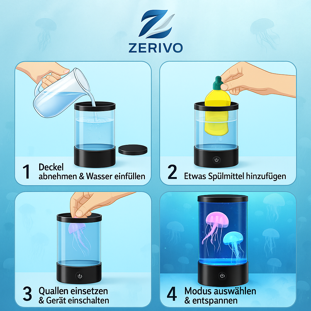 Zerivo - Magische Quallen-Lampe LED Nachtlicht mit Farbwechsel